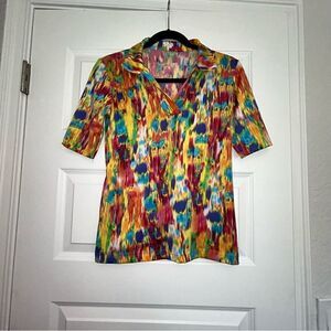 Tzu Tzu Watercolor Print Short Sleeve Top